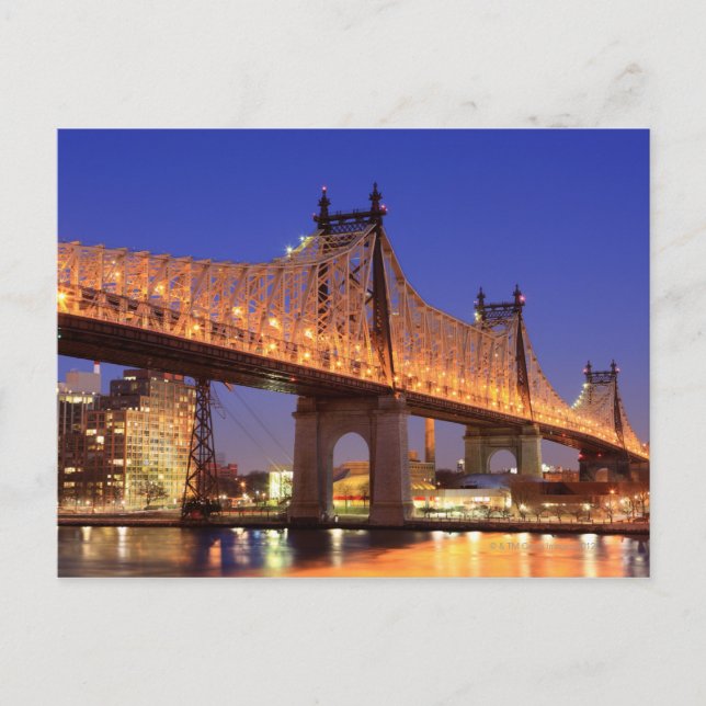 Queensboro-Brücke und der East River Postkarte (Vorderseite)