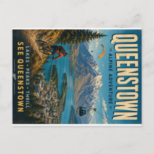 Queenstown Alpine Adventure Digitaler Kunst Druck Feiertagspostkarte