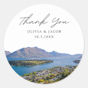 Queenstown Gastgeschenk Hochzeit Foto Vielen Dank Runder Aufkleber