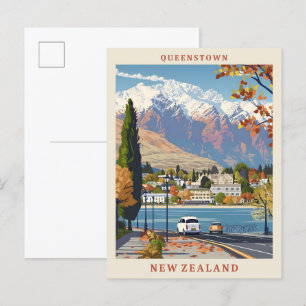 Queenstown Neuseeland Elegantes Vintage-Reisen Postkarte
