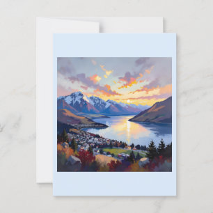 Queenstown - Neuseeland - Lake Wakatipu Sonnenunte Postkarte