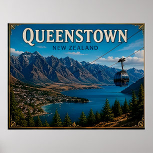 🧲 Queenstown Neuseeland Reise Andenken Für Trip Poster