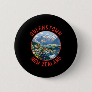 Queenstown Neuseeland Retro abgenutzt Kreis  Button