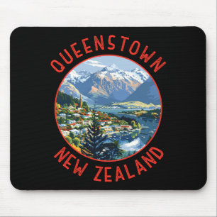 Queenstown Neuseeland Retro abgenutzt Kreis Mousepad