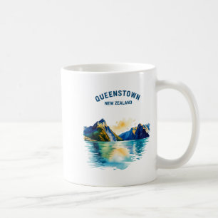 Queenstown Neuseeland Vintage Aquarell-Landschaft Kaffeetasse