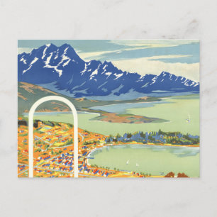 Queenstown, Neuseeland Vintage-Reise Postkarte