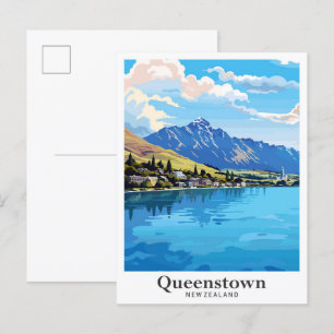 Queenstown Neuseeland Vintage-Reiseillustration Postkarte