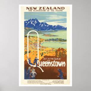Queenstown, Neuseeland ~ Vintage Travel Poster