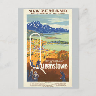 Queenstown, Neuseeland Vintage Travel Postkarte