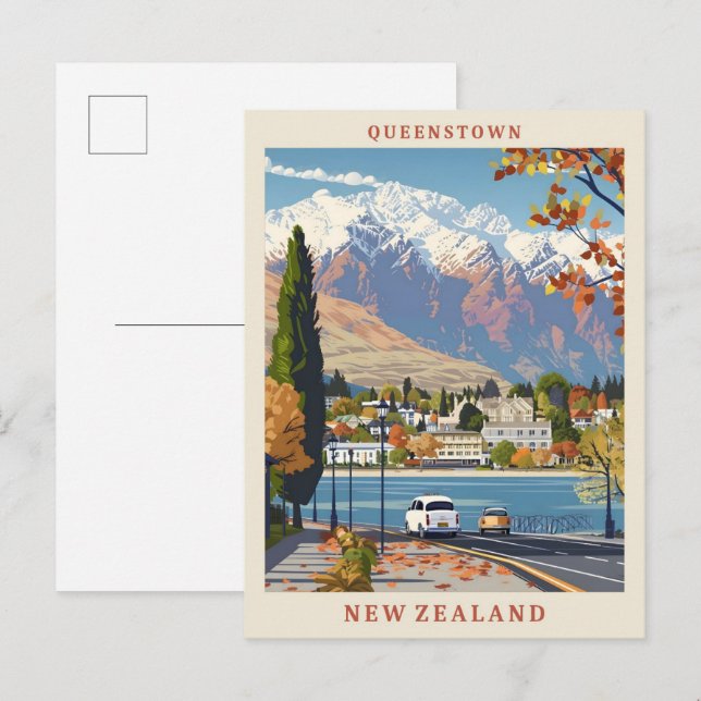 Queenstown New Zealand Elegante Postkarte (Vorne/Hinten)