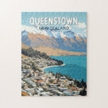 Queenstown New Zealand Travel Art Vintag<br><div class="desc">Queenstown Retro Vektor Reise Design. Es liegt am Ufer des Wakatipu-Sees der Südinsel,  Set gegen die dramatischen Südalpen.</div>