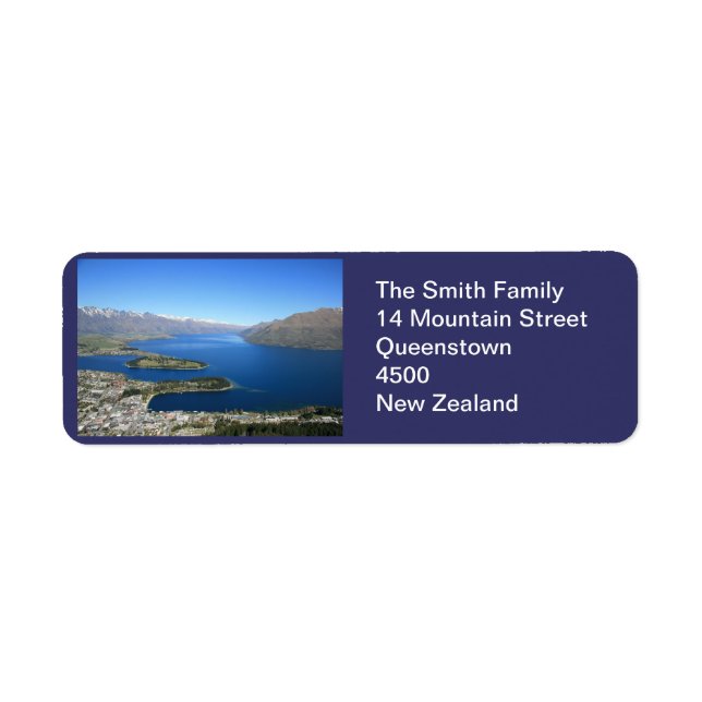 Queenstown NZ, benutzerdefinierbares Adressetikett (Vorne)