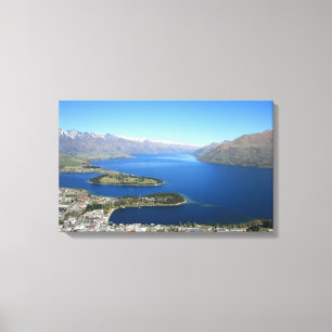 Queenstown von der Spitze des Bobs, Neuseeland - Leinwanddruck