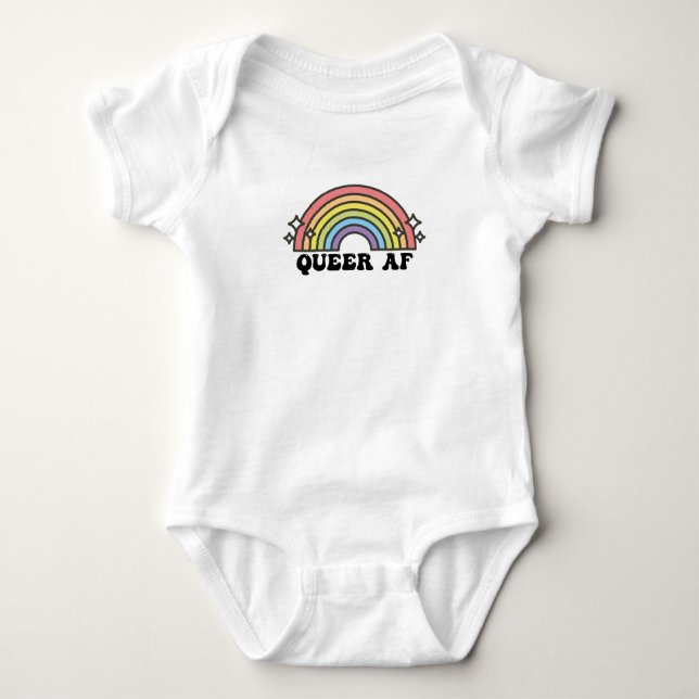 Queer AF Gay Pride Lesbische Trans Bisexuelle LGBT Baby Strampler (Vorderseite)