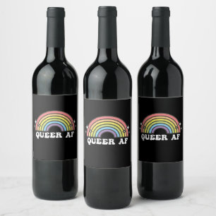 Queer AF Gay Pride Lesbische Trans Bisexuelle LGBT Weinetikett