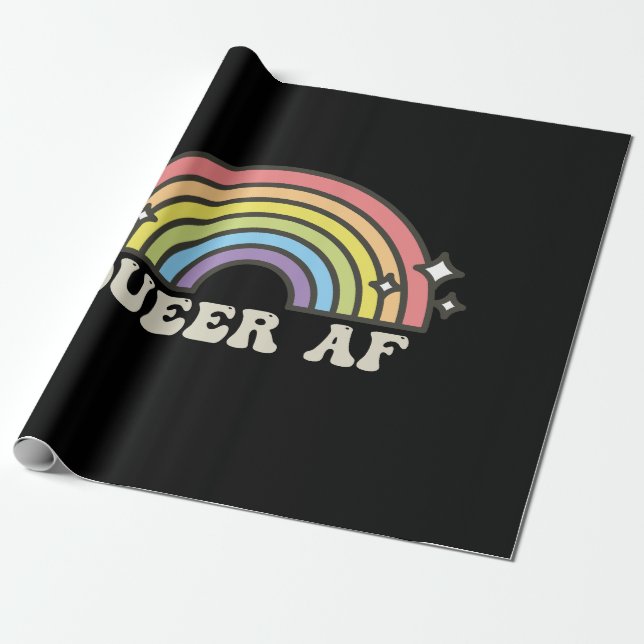 Queer AF Rainbow Gay Lesbian Trans Bisexual LGBTQ Geschenkpapier (Ungerollt)