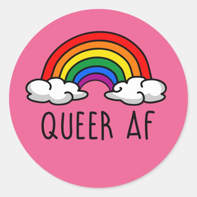 QUEER AF-T - Shirt Runder Aufkleber (Vorderseite)
