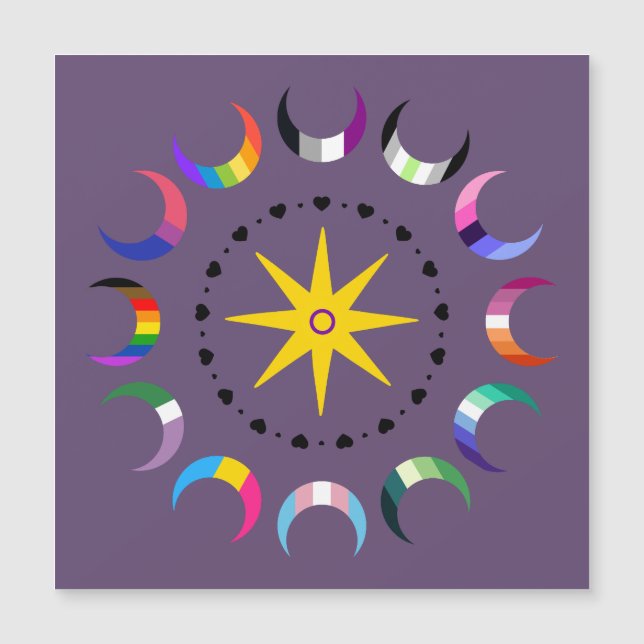 Queer Crescent Pride Monde Magnet (Vorderseite)