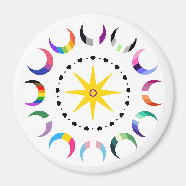 Queer Crescent Pride Monde Magnet (Vorne)