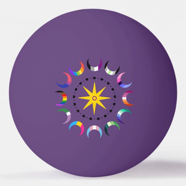 Queer Crescent Pride Monde Tischtennisball (Vorderseite)
