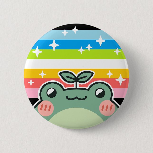 Queer LGBT-Flag-Frosch Button (Vorderseite)