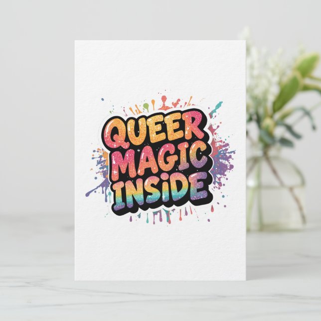 Queer Magic Inside  LGBTQ Pride Quote Design Einladung (Stehend Vorderseite)