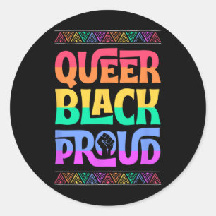 Queer schwarzer Proud-Juneteentlicher Gay Pride Bl Runder Aufkleber