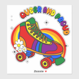Queer und solider Regenbogen-Skate Aufkleber