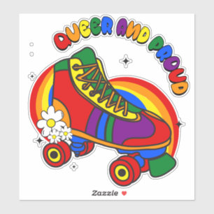 Queer und solider Regenbogen-Skate Aufkleber