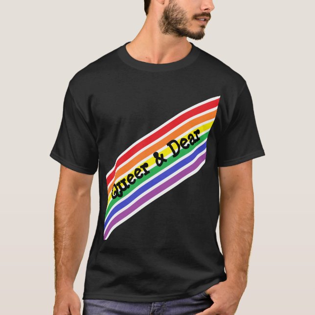 Quees und liebes Diagonal Rainbow Shirt (Vorderseite)