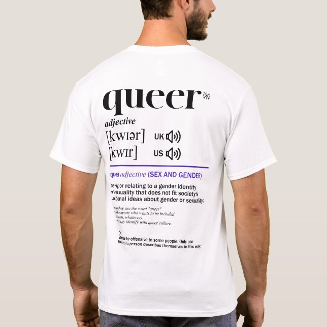 Quees Wörterbuch, nicht binärer Stolz T-Shirt (Rückseite)