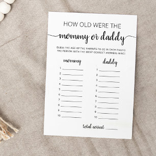 Quel âge avaient-ils jeu Carte de Baby Shower