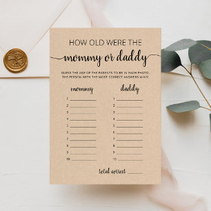 Quel âge avaient-ils jeu Carte de fête Baby Shower