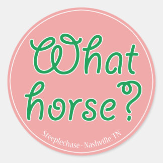 Quel Cheval ? Autocollant rond (rose)