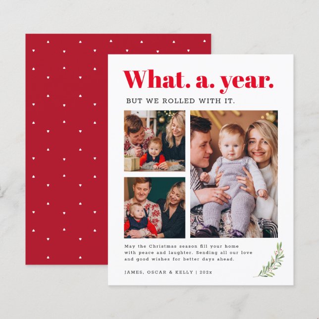 Quelle année Joyeux Carte photo du budget de Noël (Devant / Derrière)