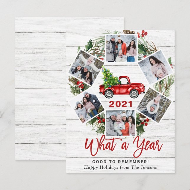 Quelle année Noël Camion rouge 6 Carte photo (Devant / Derrière)