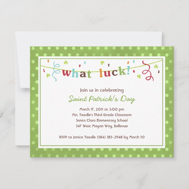 Quelle Chance ! Invitations de la Saint Patrick (Devant)
