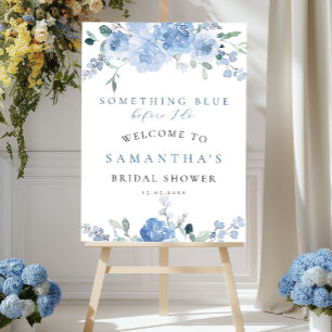 Quelque chose Blue Floral Fête des mariées Affiche