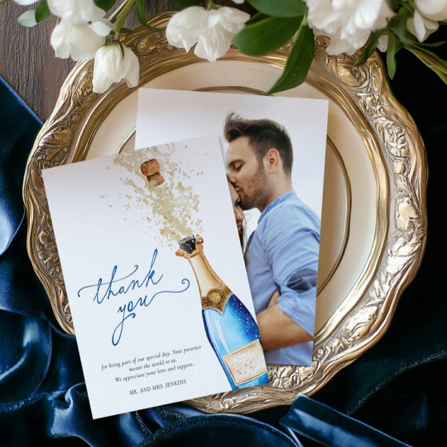 Quelque chose de bleu avant de faire Carte de reme (Something Blue Before I do Photo Thank you card)