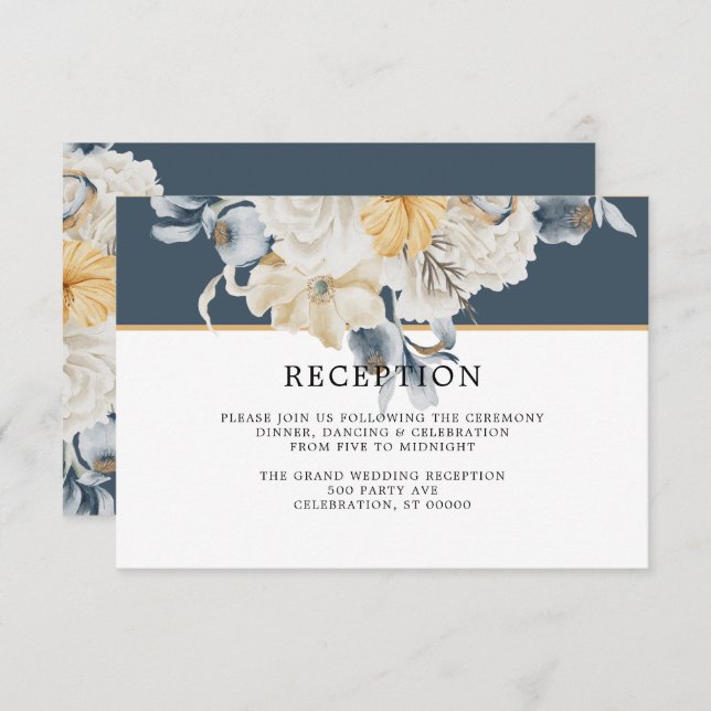 QUELQUE CHOSE DE BLEU| Carte de réception de maria (Devant / Derrière)