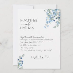 Quelque chose de bleu Floral Faire-part de mariage