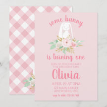 Quelques Bunny Invitation Anniversaire floral et r