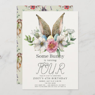 Quelques Bunny Oreille Florale Invitation Annivers