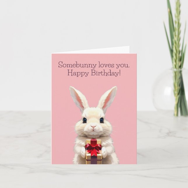 Quelqu'Un Vous Aime Drôle Carte De Voeux Lapin (Devant)