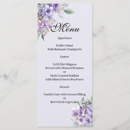 Quenceanera Lavender floral Menu Menükarte