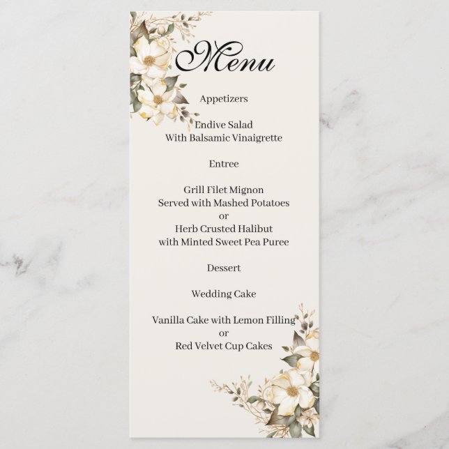 Quenceanera Magnolia Menu Menükarte (Vorderseite)