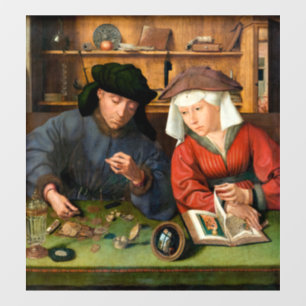 Quentin Matsys - Der Geldwechsler und seine Frau Fensteraufkleber