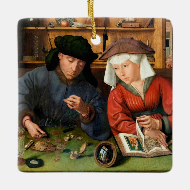 Quentin Matsys - Der Moneylender und seine Ehefrau Keramikornament (Vorderseite)