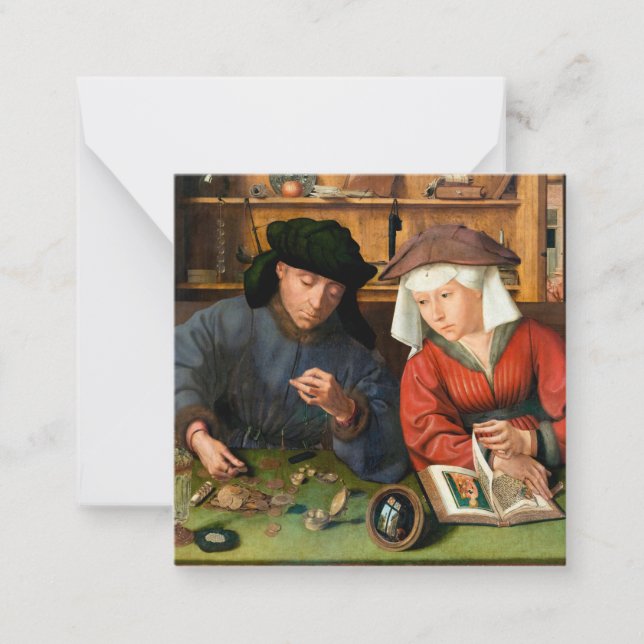Quentin Matsys - Der Moneylender und seine Ehefrau Mitteilungskarte (Vorderseite)
