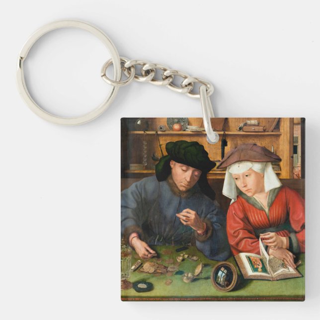 Quentin Matsys - Der Moneylender und seine Ehefrau Schlüsselanhänger (Vorderseite)